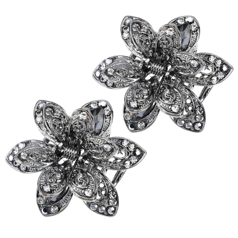 Vintage Metal Rhinestone Hair Claw Clips Thick Hair Barrette Accessories